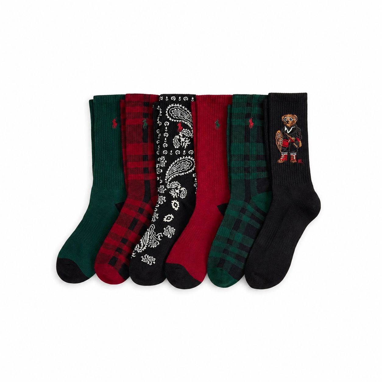 Baumwoll-Mix-Socken im 6er-Pack mit Polospiel-Motiv