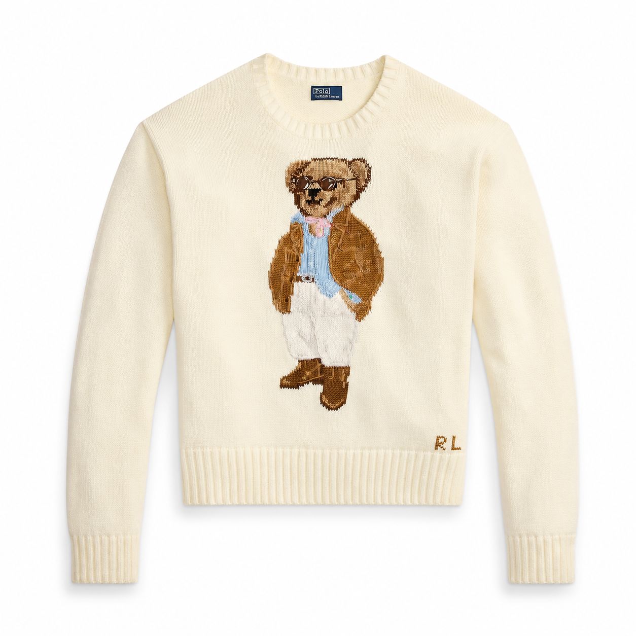 Baumwoll-Pullover mit Rundhalsausschnitt und Polospiel-Motiv