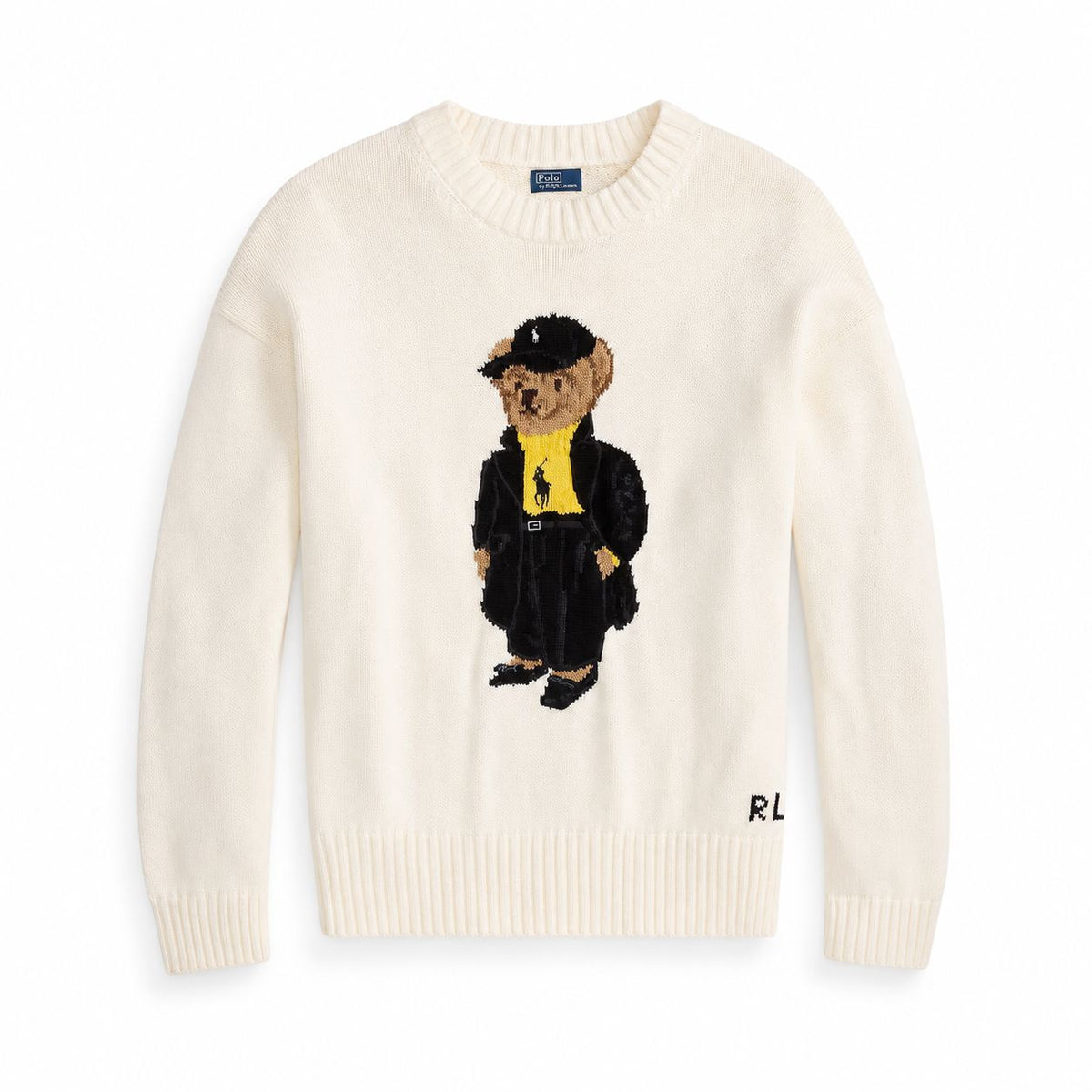 Baumwoll-Pullover mit Rundhalsausschnitt und Polospiel-Motiv