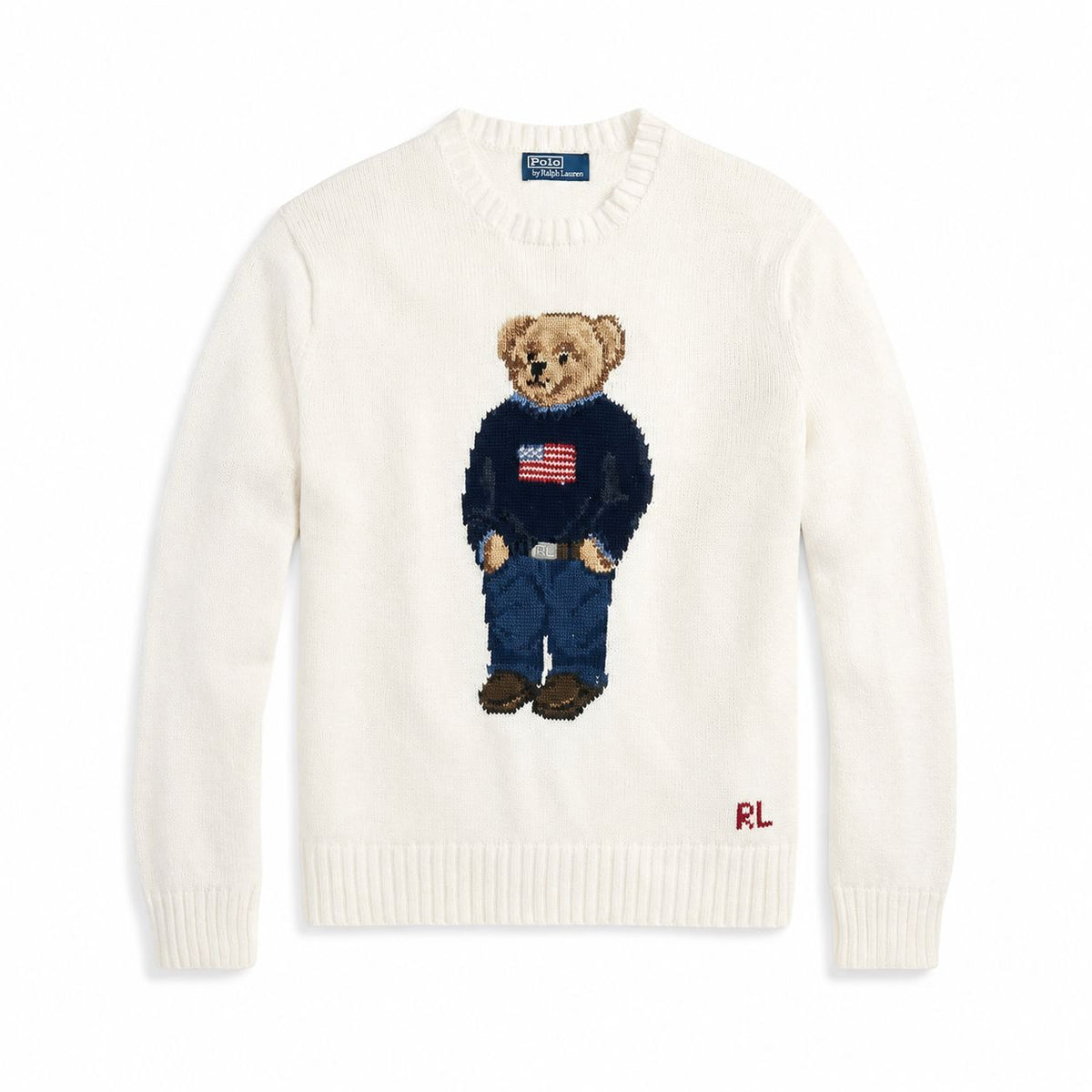 Baumwolle-Leinen-Pullover mit Polospiel-Motiv