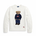Leinen-Baumwoll-Pullover mit Rundhalsausschnitt und Polospiel-Motiv