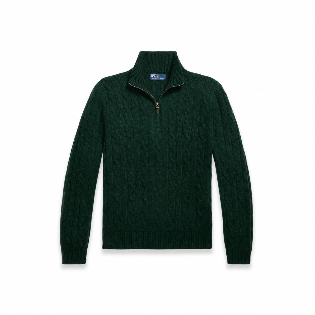 Kaschmir-Pullover mit Zopfmuster und Reißverschluss