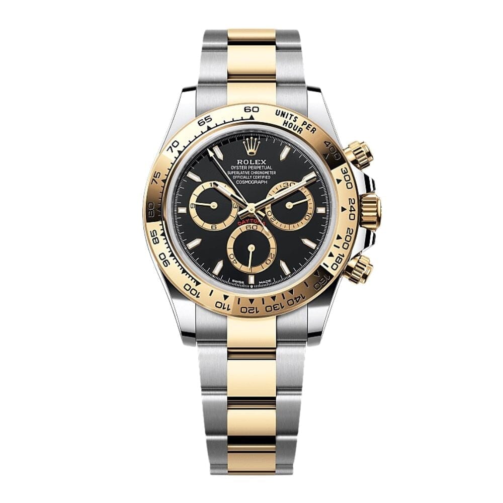 Zweifarbige Daytona mit Schwarz Zifferblatt