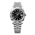 Diamantbesetzte Herrenuhr Schwarzes Zifferblatt 41mm