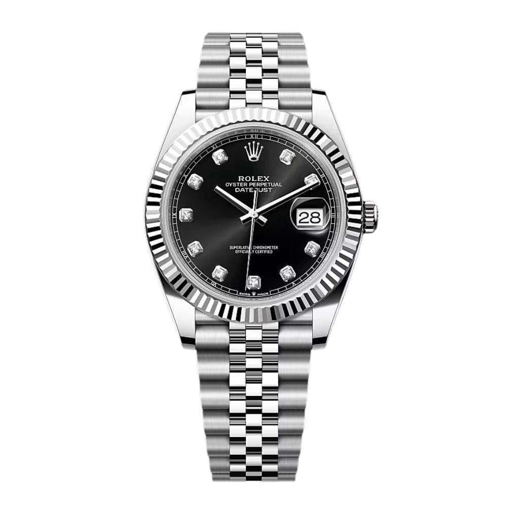 Diamantbesetzte Herrenuhr Schwarzes Zifferblatt 41mm