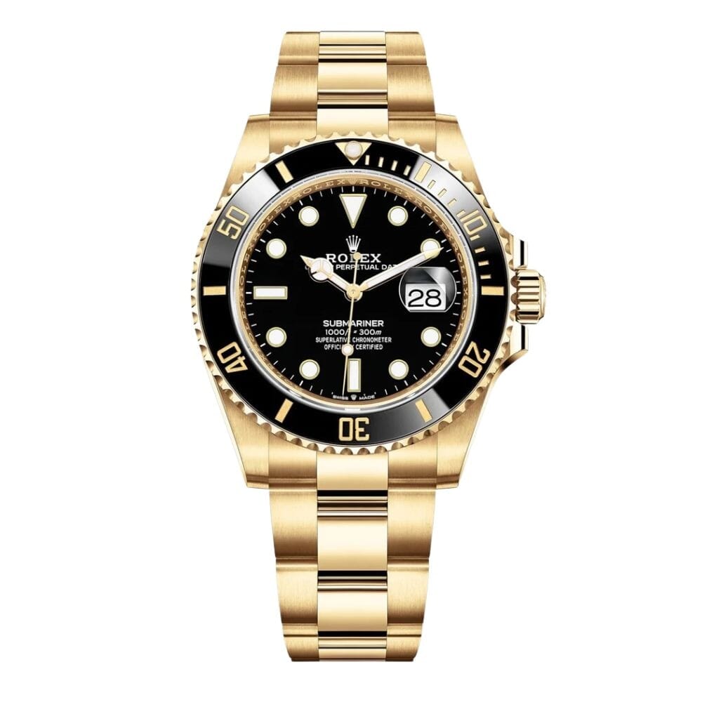 Goldene Herrenuhr mit schwarzem Zifferblatt