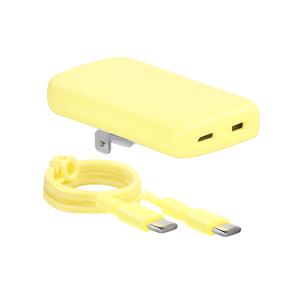 Yellow Fast Charging Wall Set with USB-C Cable