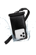 Waterproof Phone Pouch in Black Croc Pattern