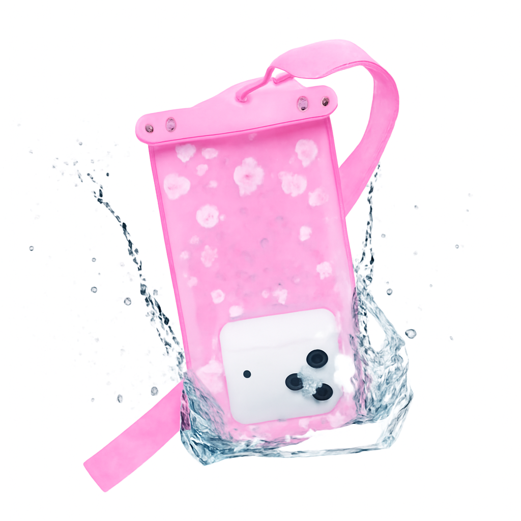 Wasserdichte Handyhülle in rosa mit Wasserfloß