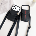 Black Leather Crossbody Phone Case for Smartphone