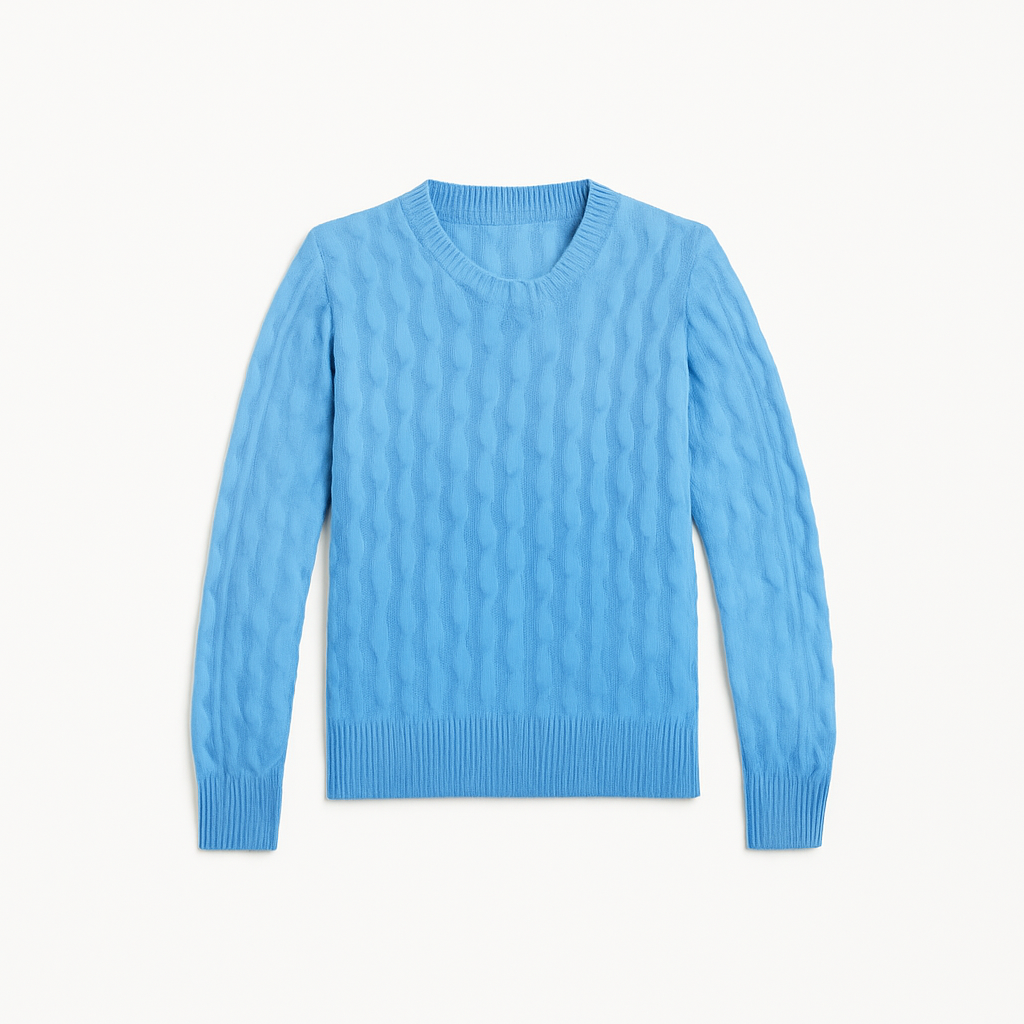 Rundhals-Pullover aus Baumwolle mit Zopfmuster