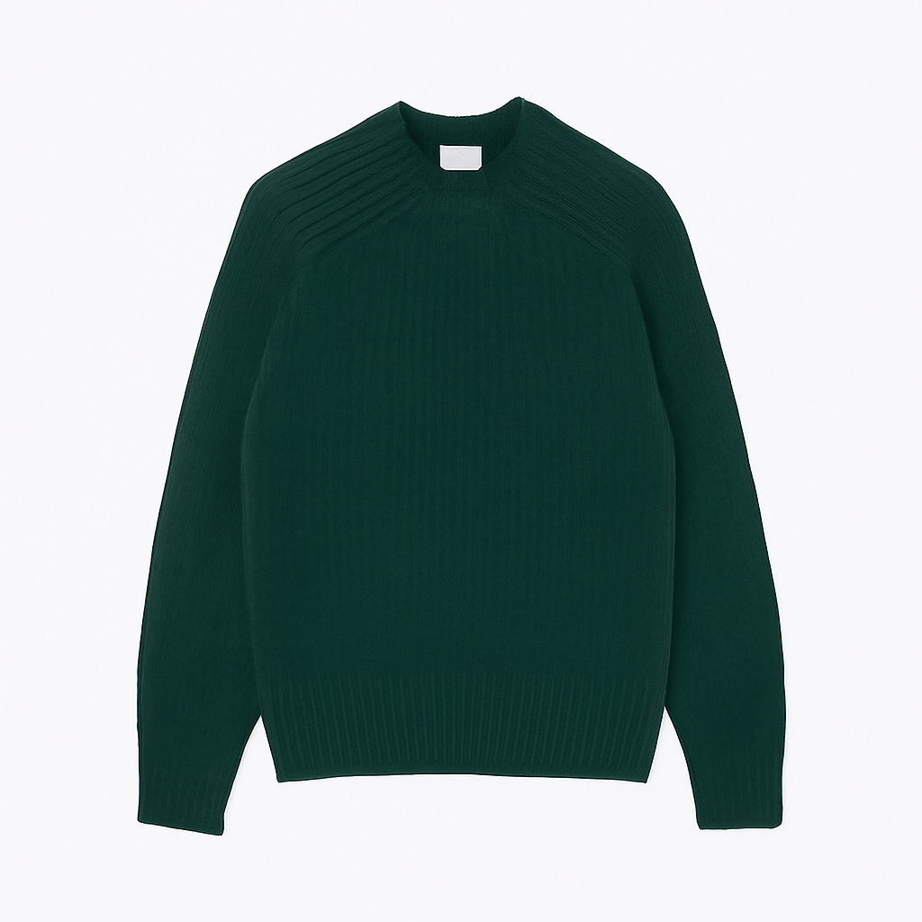 Gekämmter Wollpullover mit Rundhalsausschnitt