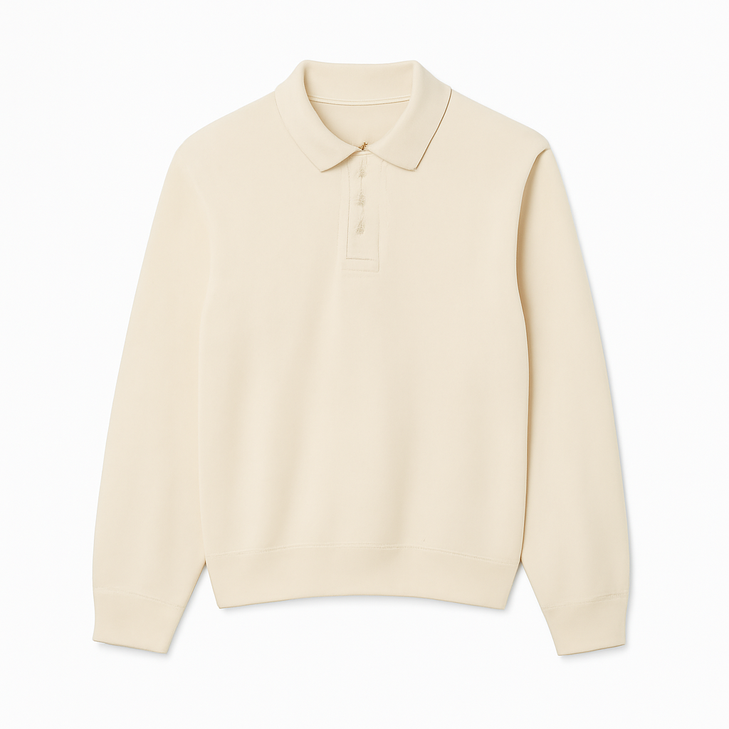 Ripp-Sweatshirt mit Polo-Kragen