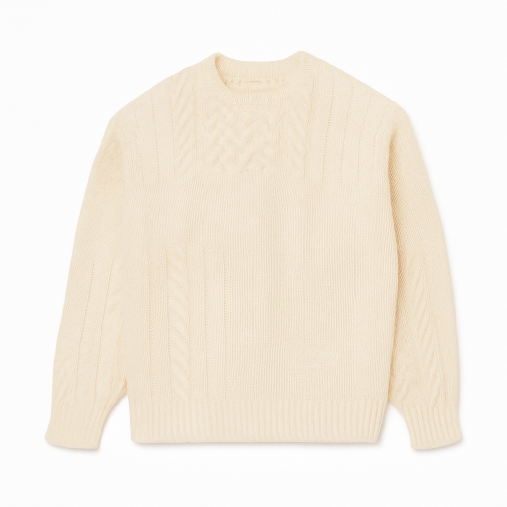 Wollpullover im entspannten Schnitt mit Patchwork