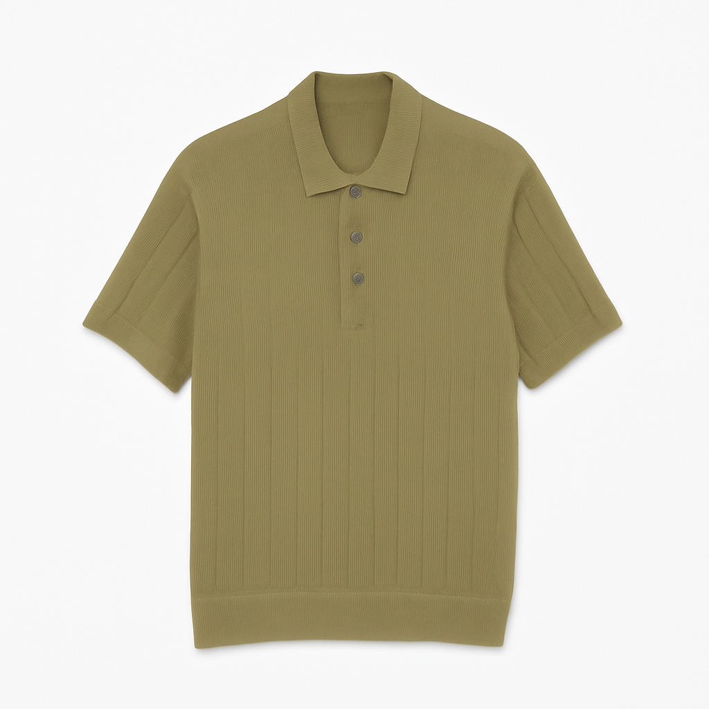 Polokragen-Pullover aus geripptem Strick