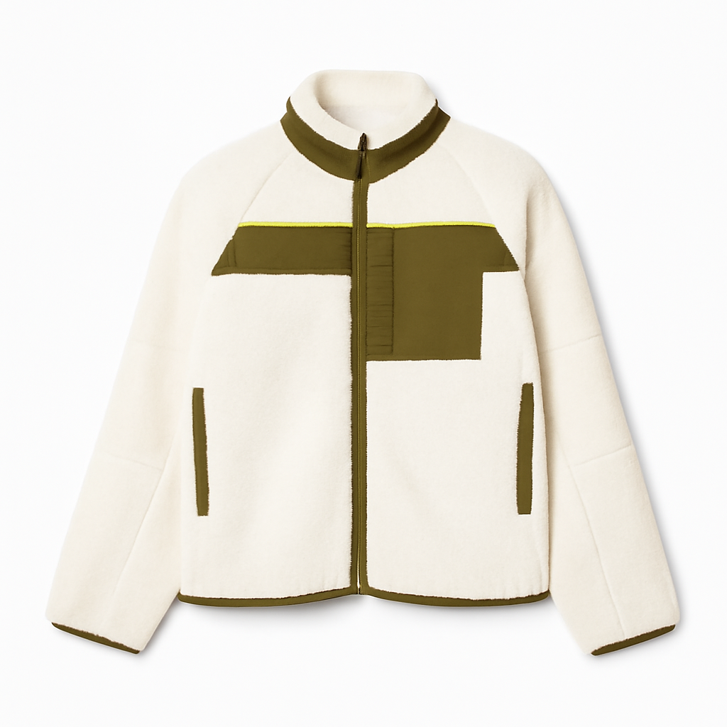 Farbblock Sherpa-Fleece-Jacke