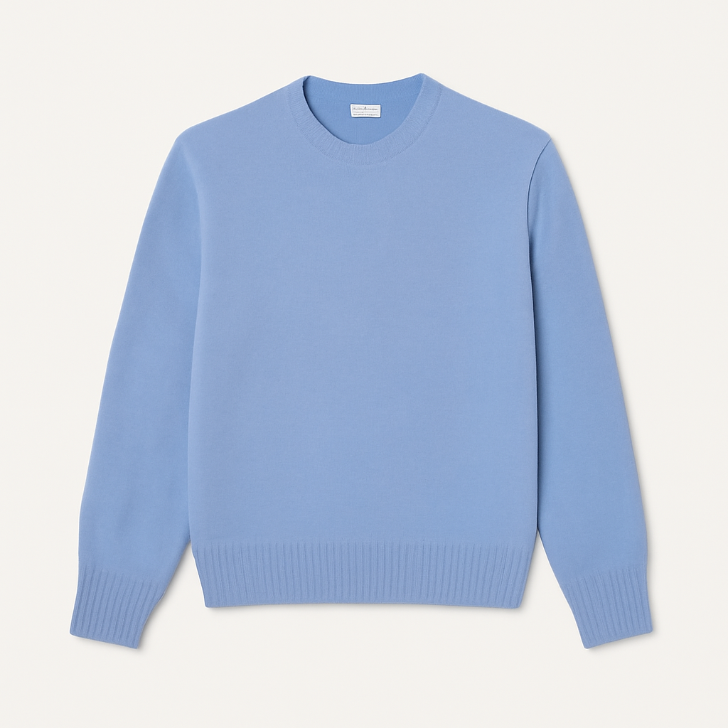 Gekämmter Wollpullover mit Rundhalsausschnitt