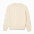 Rundhals-Pullover aus gekämmter Wolle mit Zopfmuster für Herren
