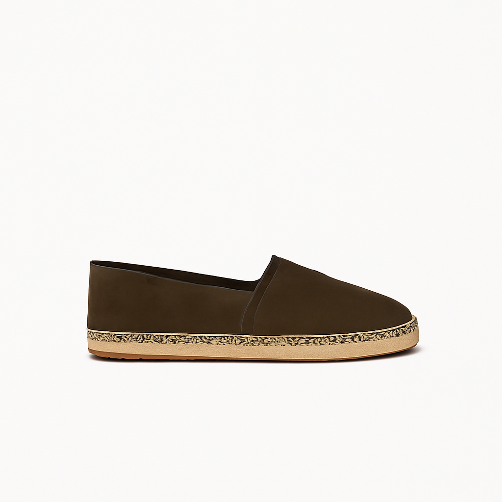Espadrilles aus Bast mit Sohle in Khaki