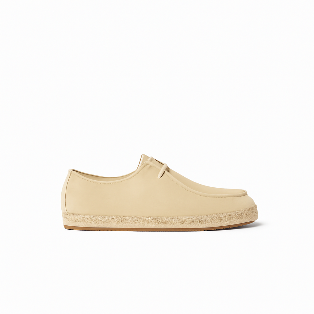 Espadrilles aus Bast mit Sohle in Joghurtfarbe