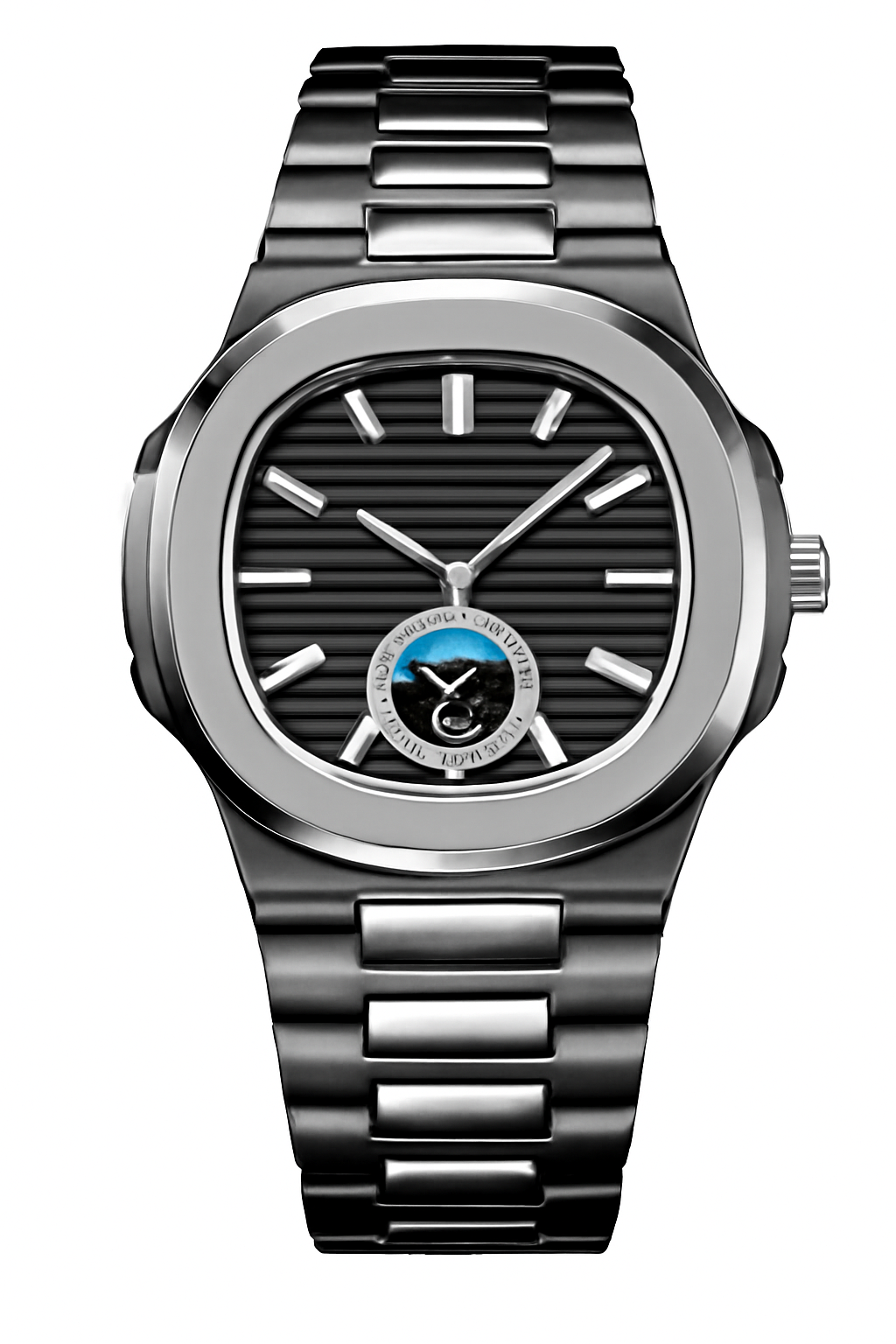 Uhr im Nautilus-Design aus Kohlefaser