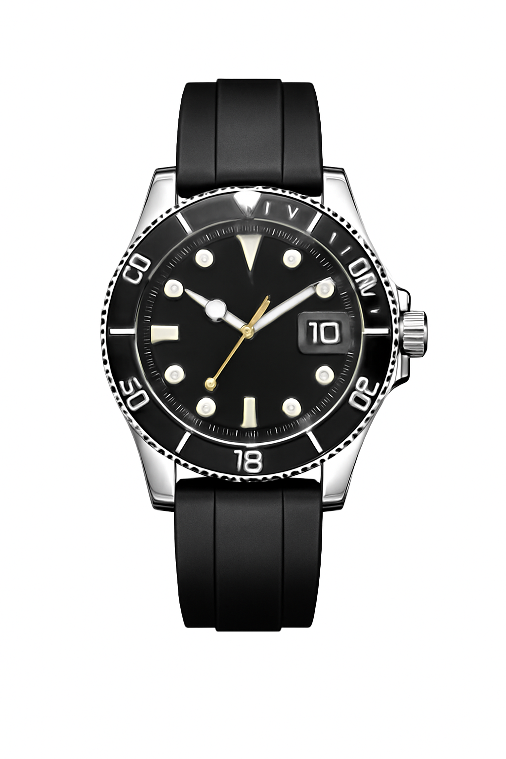 Quartz Sport Watch with Date Display in Silver