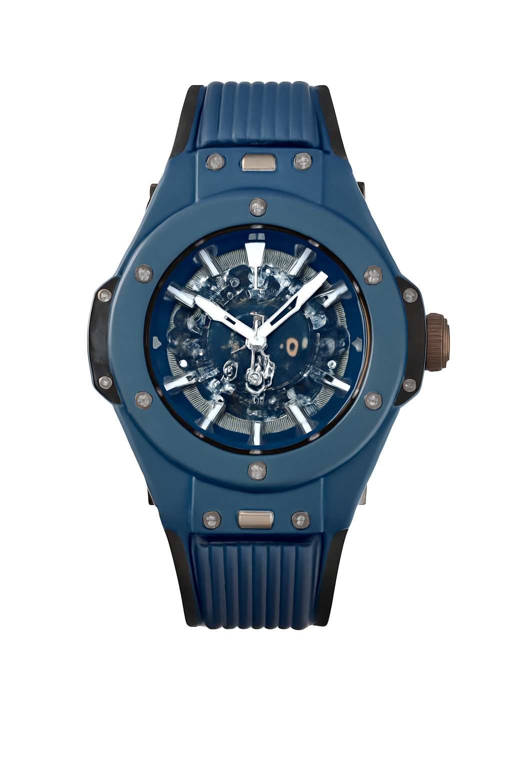 Herrenuhr Chronograph Keramik Blau 45mm