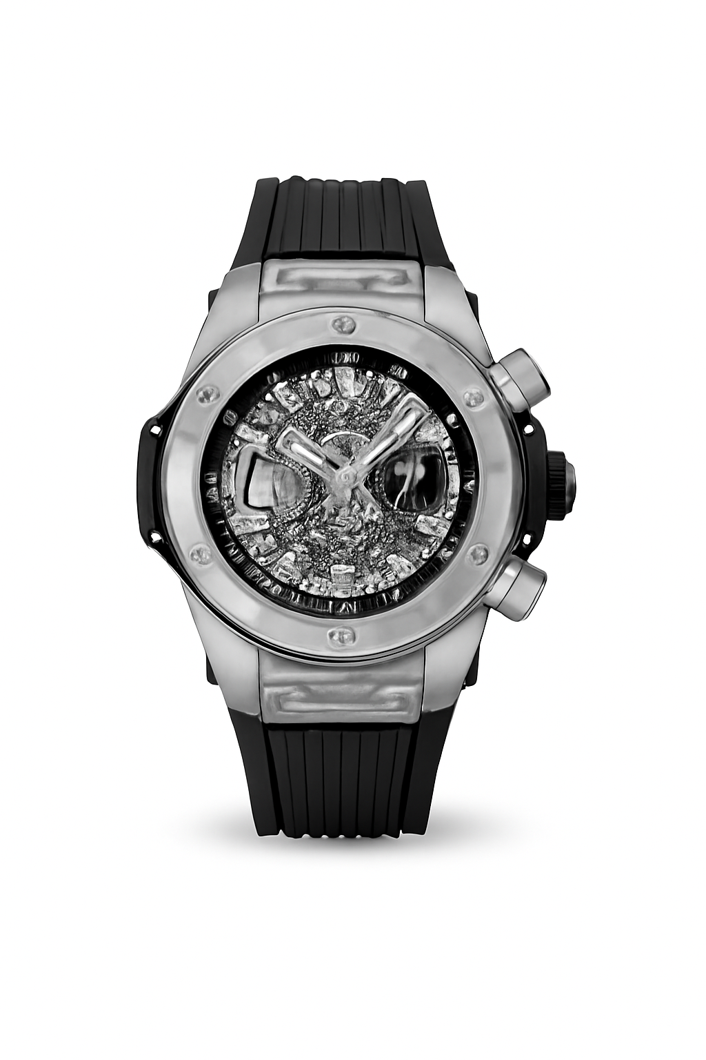 Herrenuhr Chronograph Silber Schwarz 44mm